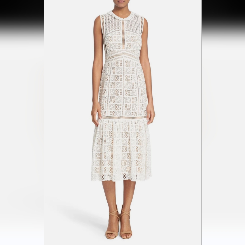 Nwt Rebecca Taylor Crochet Lace Sleeveless Dress